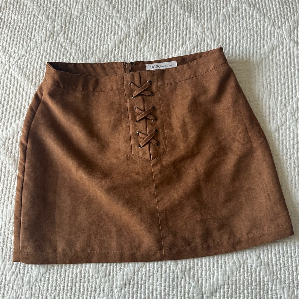 BCBGeneration Tan Lace-Up Skirt